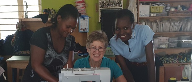 Glenda with with students at School for Life Uganda