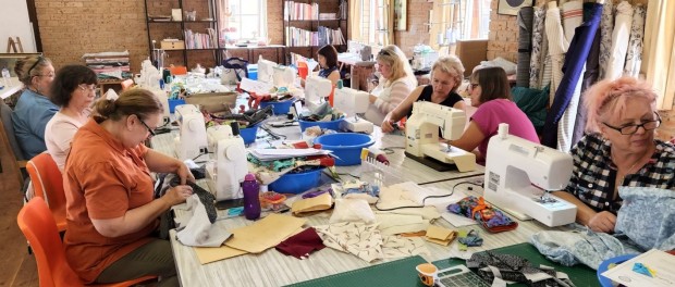 Lunch has been called but the ladies won't leave their machines